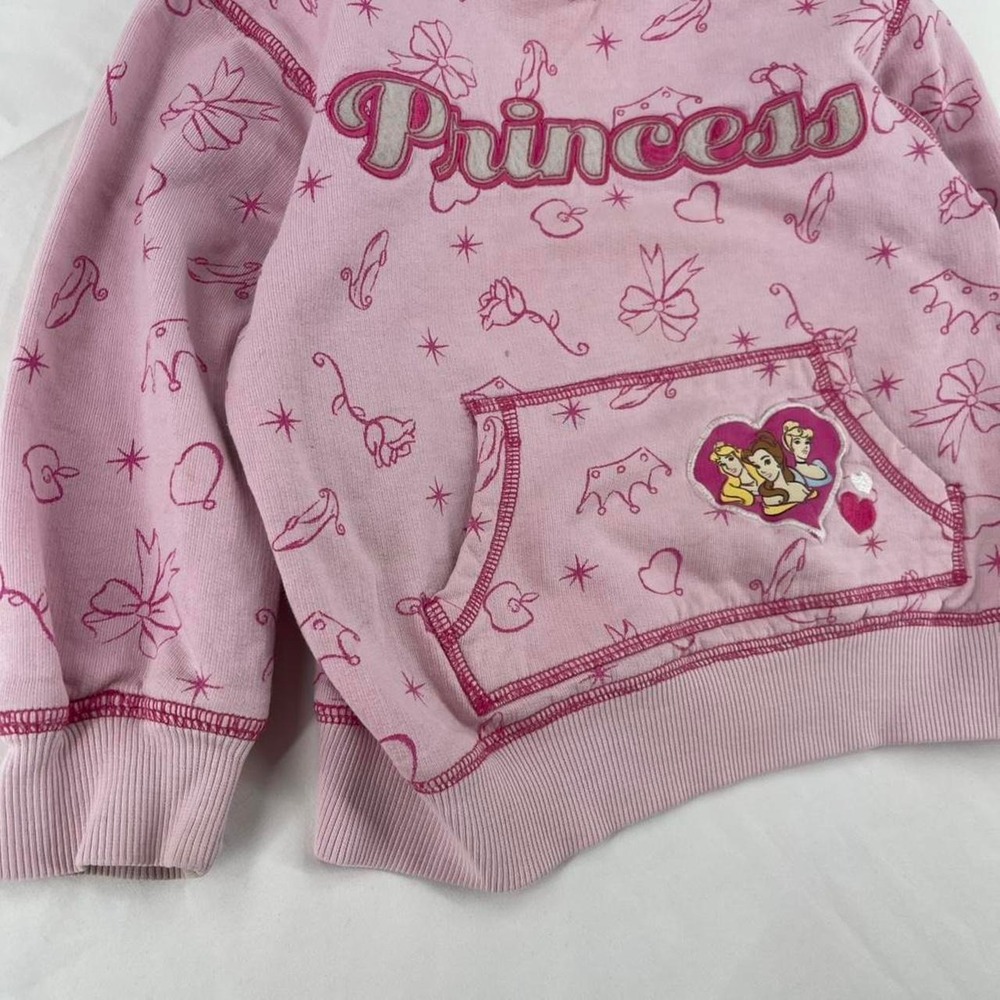 Y2K Disney Princess Toddler Hoodie Rare 2T 3T Cozy Pink Belle Cinderella Bows - Picture 4 of 7